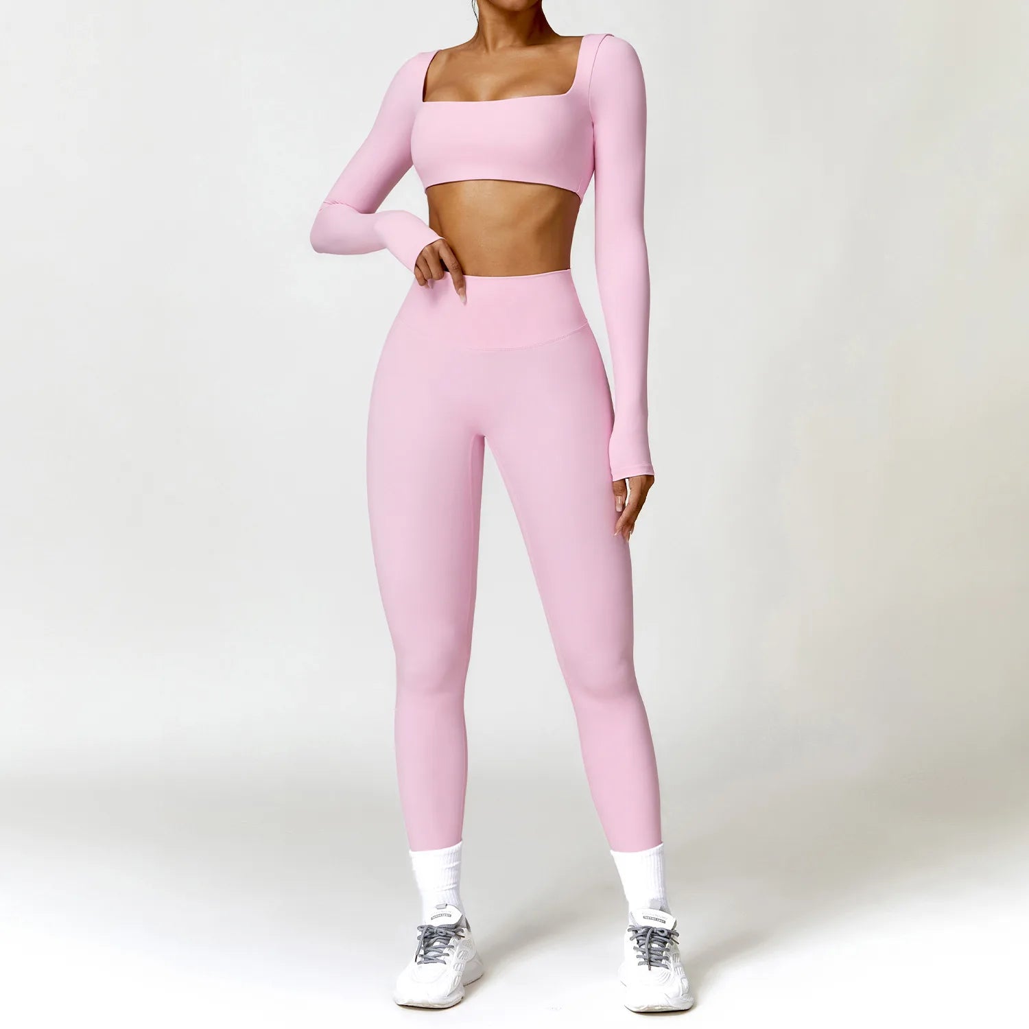 Summer 2PCS Yoga Suit Sports Set Women Quick-Dry Gym Set Women Tracksuit Running Workout Long Sleeve Sports Shirt Yoga Clothing