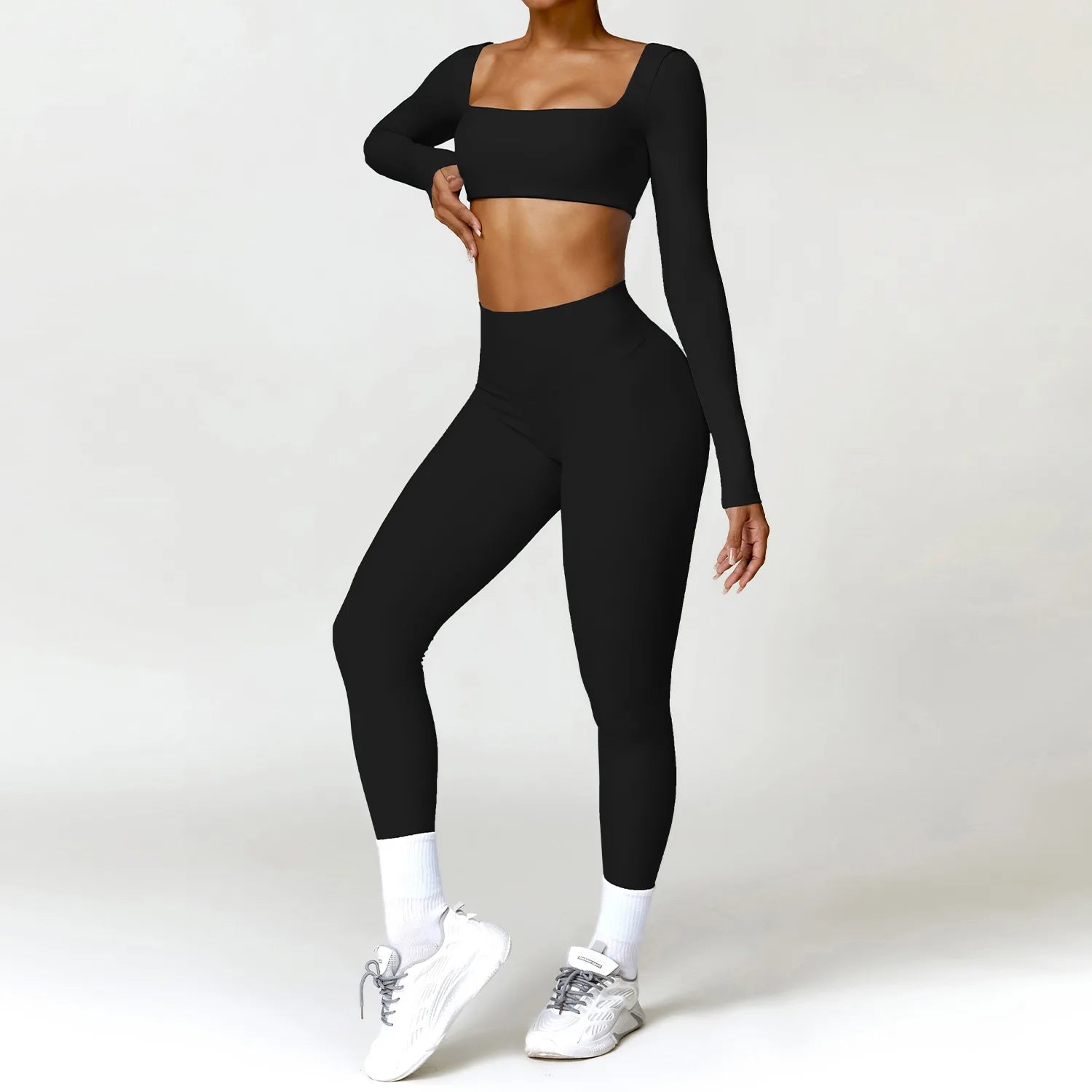 Summer 2PCS Yoga Suit Sports Set Women Quick-Dry Gym Set Women Tracksuit Running Workout Long Sleeve Sports Shirt Yoga Clothing